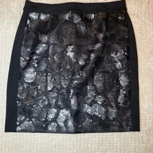 Ann Taylor Black and Silver Sequin Pencil Skirt